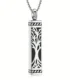 Elegant Tree of Life Pendant Necklace - Stainless Steel Rectangular Ash Holder, Perfume Vial Memorial Jewelry Gift