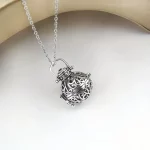 Filigree Memorial Ashes Locket Necklace - Vintage Stainless Steel Urn Pendant with Engraved Forever in My Heart for Men & Women