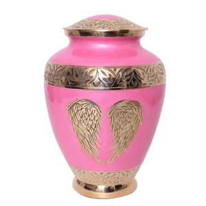 Golden Wings on Rose Gold Cremation Urn for Human Ashes