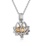 Golden Lotus Memorial Pendant – Stainless Steel Cremation Jewelry for Ashes