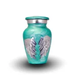 Green Angel Wings Keepsake Urn - Mini Cremation Urn for Ashes