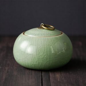 Handcrafted with a smooth celadon crackle glaze