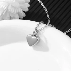 Heart locket cremation urn pendant, stainless steel memorial necklace