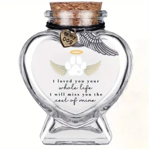 Heart-shaped pet fur commemorative bottle, dog and cat keepsake urn