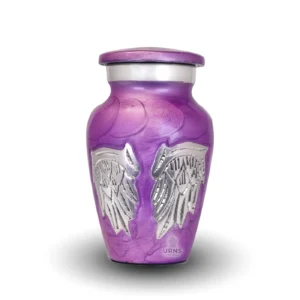 Lavender Angel Wings Keepsake Urn - Mini Cremation Urn for Ashes