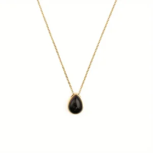 Midnight Teardrop Memorial Urn Pendant Necklace – Black Agate Ashes Keepsake Jewelry for Women