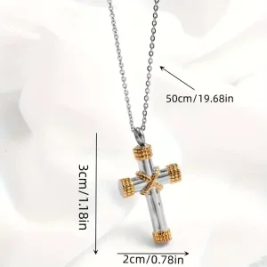 New Fashion Religious Cross Pendant Necklace - 1pc Urn Prayer Retro Souvenir Jewelry Gift for Men and Women