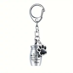 Pet ashes keychain urn with paw print charm, memorial keepsake