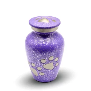 Purple Paw Prints Pet Keepsake Cremation Urn for Ashes