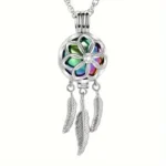 Rainbow Dreamcatcher Ashes Locket - Feather Memorial Necklace (Australia)
