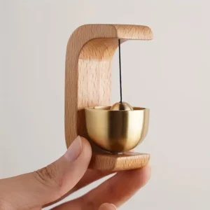 Simple Solid Wood and Brass Magnetic Doorbell Chime - Easy Install Entry Ornament