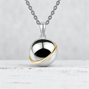 Spherical ashes keepsake necklace with gold and silver tones
