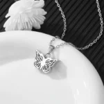 Stainless steel butterfly urn necklace for ashes – memorial Jewellery keepsake