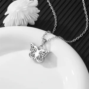 Stainless steel butterfly urn necklace for ashes – memorial jewelry keepsake