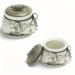 Traditional Asian-style ceramic urn for storing pet cremation ashes