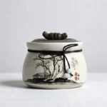 Tranquil Grove Pet Urn – Hand-Painted Ceramic Memorial Jar for Dog or Cat Ashes