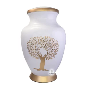 Tree of Life Ivory Golden Memory Cremation Urn for Ashes