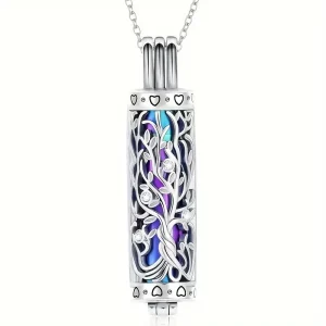 Tree of Life Memorial Ashes Necklace - Stainless Steel Cremation Urn Pendant with Ashes Vial