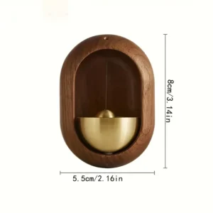 Wooden and Brass Remembrance Entry Bell – Healing Wind Chime, 8cm x 5.5cm