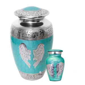 adult green wing cremation urn with matching keepsake urn for sale australia