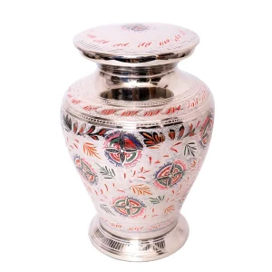 brass painted floral mosaic urn