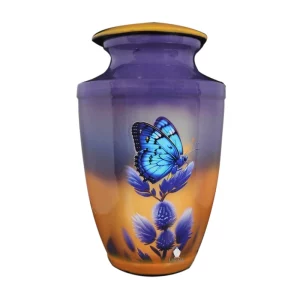 butterfly on orange purple meadows adult cremation urn for ashes