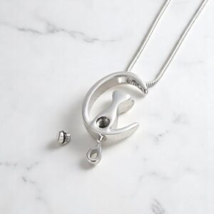 cat silhouette cremation necklace