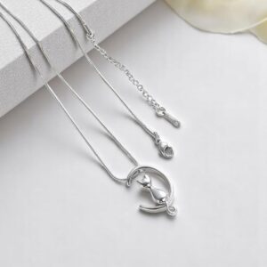cat urn necklace crescent moon