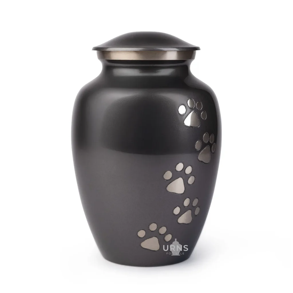 charcoal with gold brass dog cat pet cremation urn for ashes