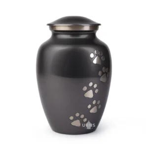 charcoal with gold brass dog cat pet cremation urn for ashes