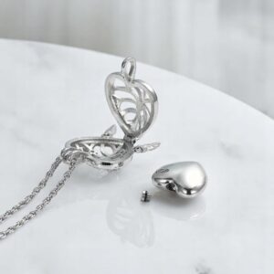 contemporary heart and dreamcatcher design ashes jewellery