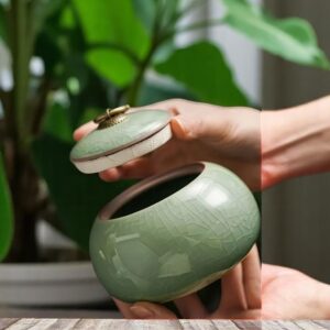 elegant crackled glazed ceramic urn