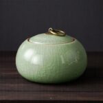 Celadon Serenity Keepsake Urn – Crackle Glazed Ceramic Ash Storage for Pets, Children & Loved Ones