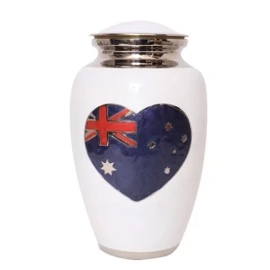 spirit of australia flag in heart cremation urn