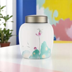 white ceramic pet cremation urn for ashes